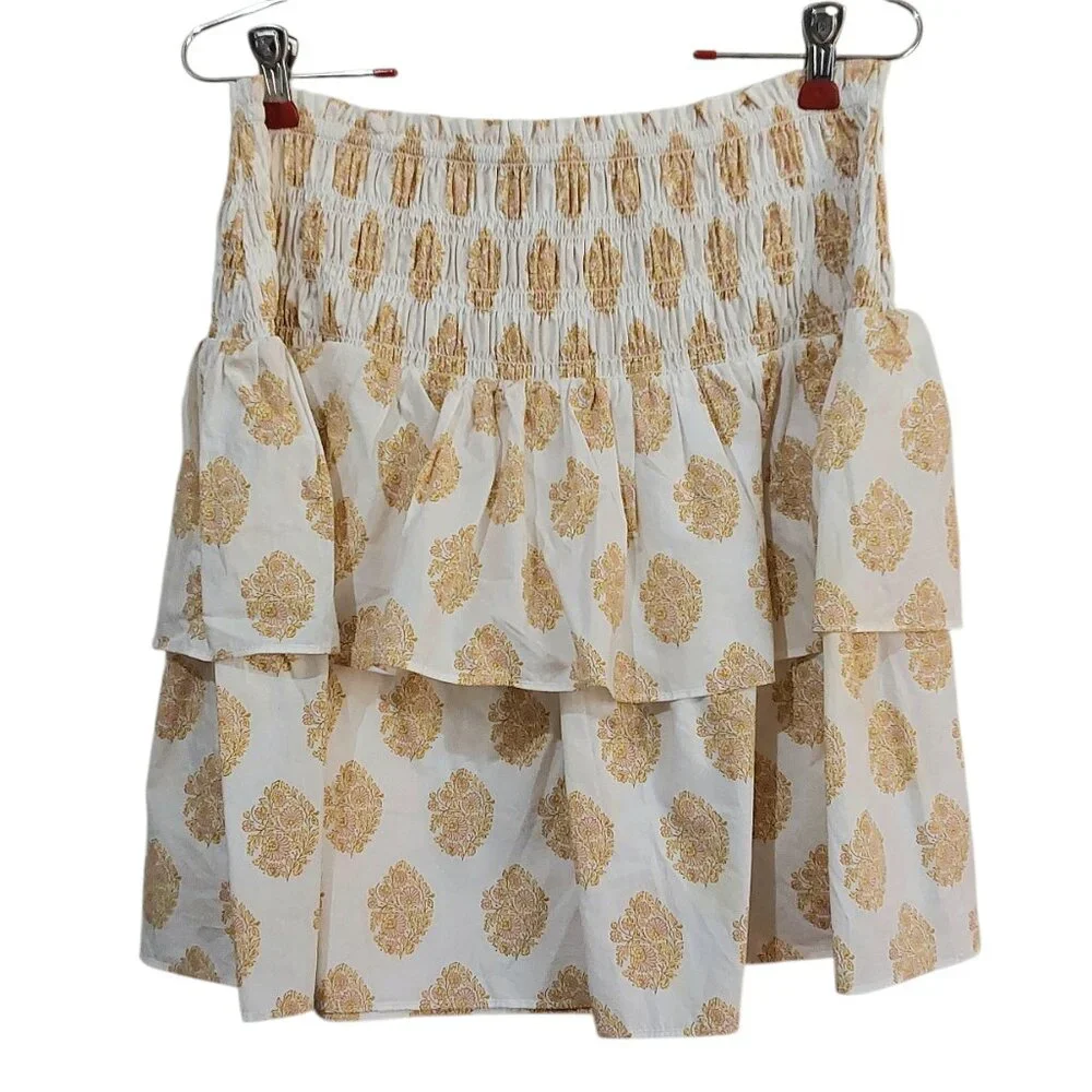 NWT J. Crew Smocked Crop Top and Mini Skirt Matching Set 100% Organic Cotton - L